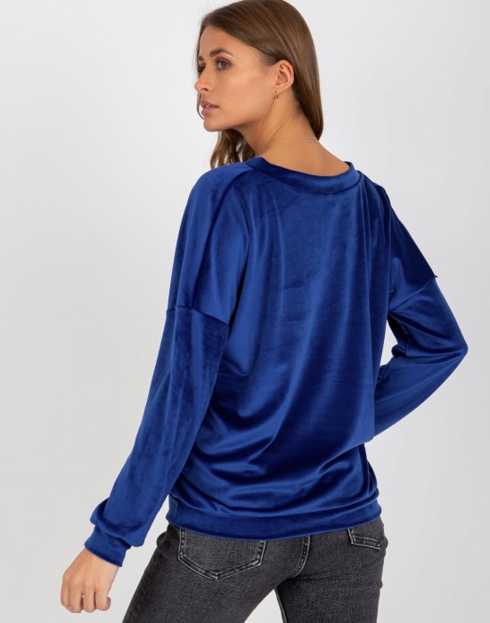 Плюшена дамска блуза в син цвят 8441.07P,  Блузи / Топове - Complex.bg