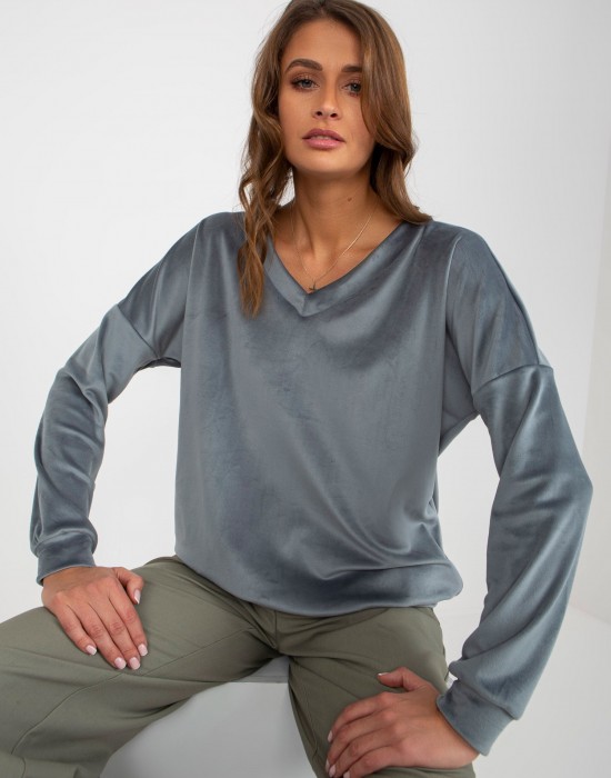 Плюшена дамска блуза в сив цвят 8441.07P,  Блузи / Топове - Complex.bg