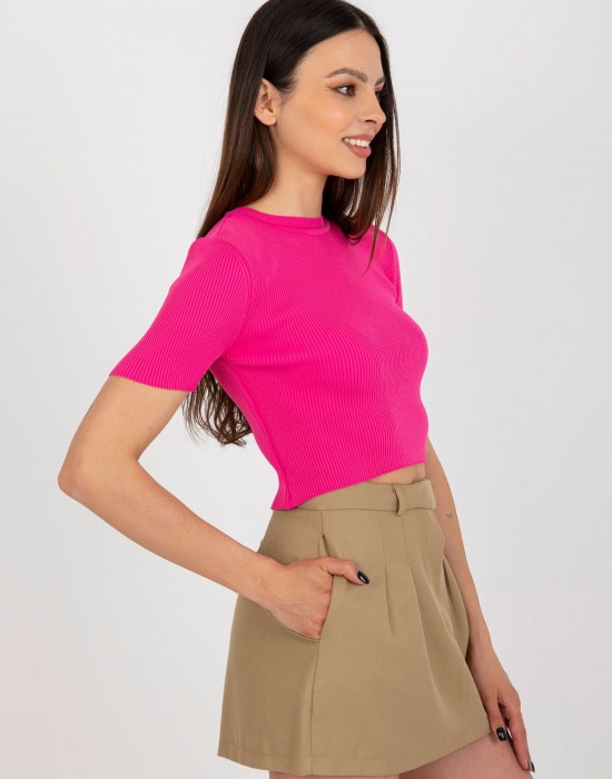 Къса дамска блуза в тъмно розов цвят 2305.32,  Блузи / Топове - Complex.bg