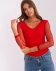 Червена дамска блуза с прозрачни ръкави 7839.88P,  Блузи / Топове - Complex.bg