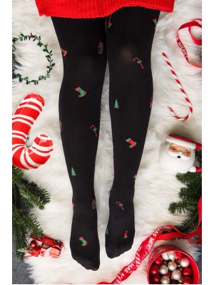 Коледни чорапогащи в черен цвят CHRISTMAS 60 DEN