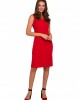 K004 Pencil dress with a v-neck - red