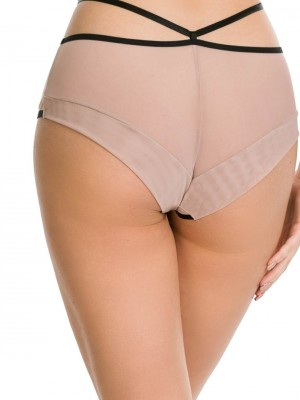 Бикини с висока талия в бежов цвят PEŁNE DISCO 19154