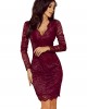 Официална дантелена миди рокля в цвят бордо 170-5
