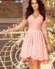 Елегантна асиметрична рокля в пастелно розово 210-7