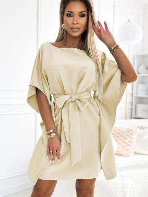 Широка рокля в бежов цвят 287-28