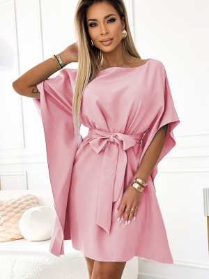 Широка рокля в розов цвят 287-32