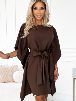 Широка рокля в кафяв цвят 287-33