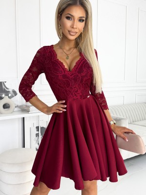 Елегантна асиметрична рокля в бордо 210-15