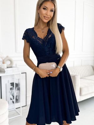 Елегантна рокля от шифон в  тъмносинцвят 381-4