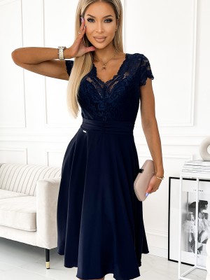 Елегантна рокля от шифон в  тъмносинцвят 381-4