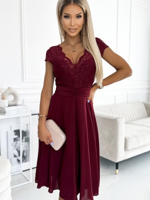 Елегантна рокля от шифон в цвят бордо 381-5