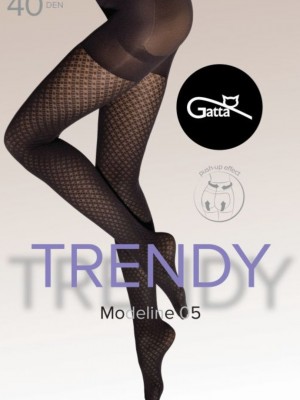 Фигурален дамски чорапогащник в черен цвят MODELINE 40 DEN