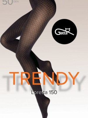 Фигурален дамски чорапогащник в черен цвят LORETTA150 50 DEN
