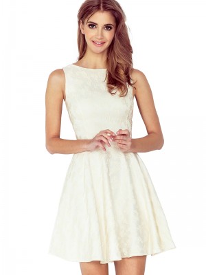 Миди рокля в цвят екрю 125-17