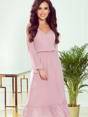 Рокля от шифон в розов цвят 304-1