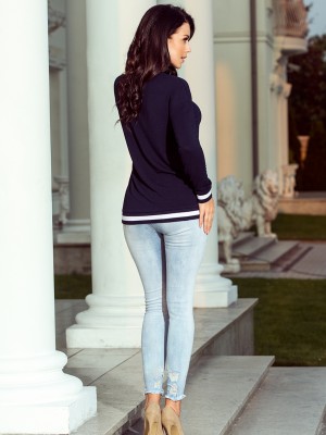 Дамска блуза с дълъг ръкав в тъмносиньо 222-1