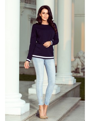 Дамска блуза с дълъг ръкав в тъмносиньо 222-1