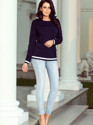 Дамска блуза с дълъг ръкав в тъмносиньо 222-1