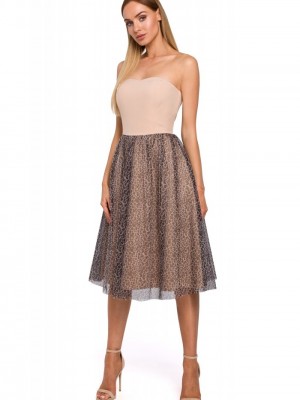 Рокля тип бюстие в бежово M482