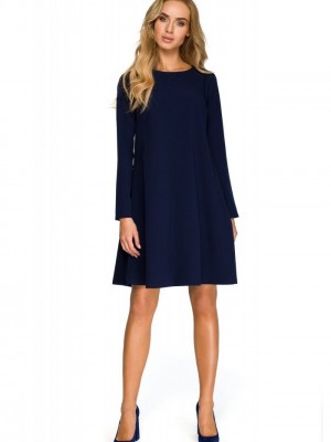 Трапецовидна рокля в тъмносин цвят S137