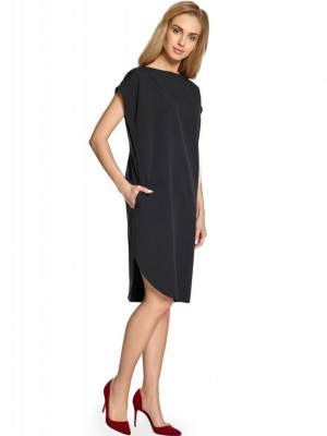 Ежедневна миди рокля в черен цвят S098 