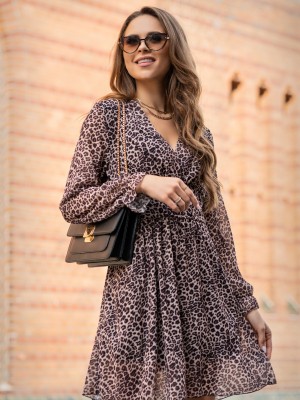 Ефирна дамска рокля в животински принт Arnila