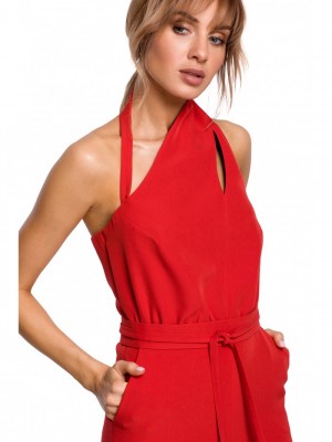 Елегантен дамски гащеризон в червен цвят M502