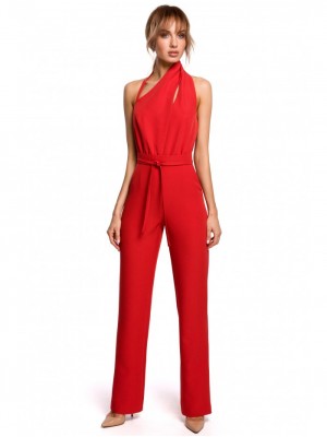 Елегантен дамски гащеризон в червен цвят M502