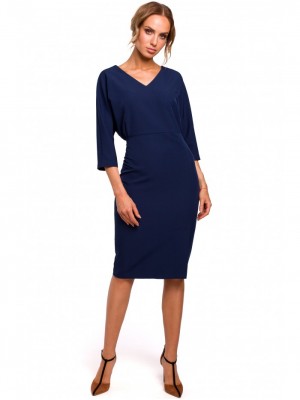 Елегантна дамска рокля в тъмносин цвят M464
