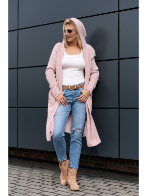 Дълга дамска жилетка в цвят пудра Amaral 