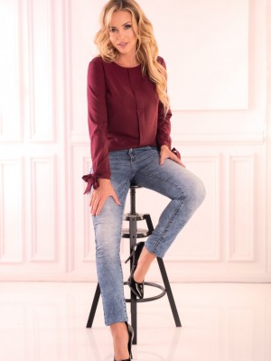 Елегантна блуза в цвят бордо Nedimade 