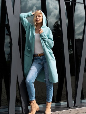 Дълга дамска жилетка в цвят мента Amaral