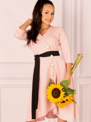 Асиметрична рокля в цвят пудра Miramen