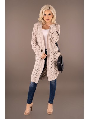 Дамска дълга жилетка в бежов цвят Maramela