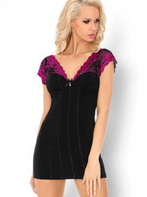 Секси нощница с прашки в черно Merobi