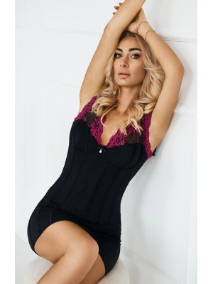 Секси нощница с прашки в черно Merobi