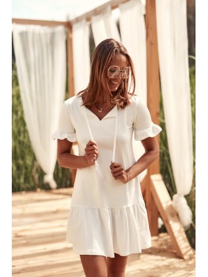 Дамска рокля в екрю цвят FK605