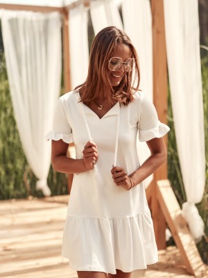 Дамска рокля в екрю цвят FK605