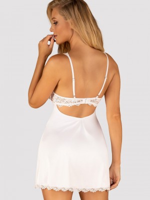 Секси нощница с прашки в бял цвят AMOR BLANCO