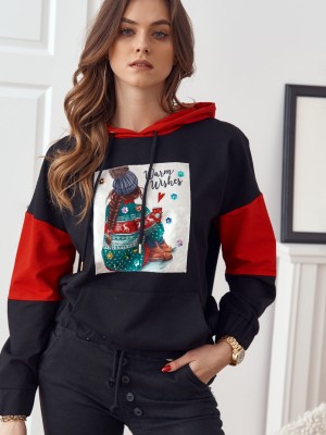 Дамски суичър в черен цвят FI590