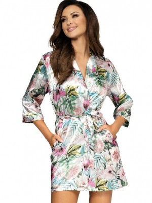 Сатенен халат в цвят екрю Katie