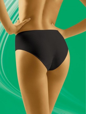 Гладки памучни бикини с висока талия в черно Comforta