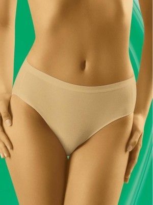 Гладки памучни бикини с висока талия в бежово Comforta