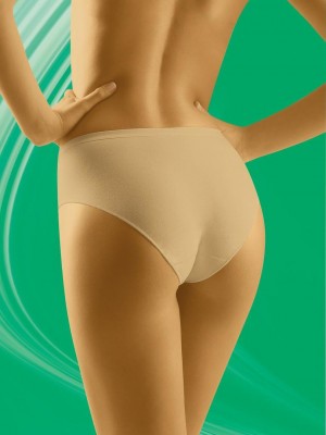 Гладки памучни бикини с висока талия в бежово Comforta