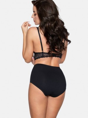 Памучни бикини с висока талия в черен цвят BBL185 