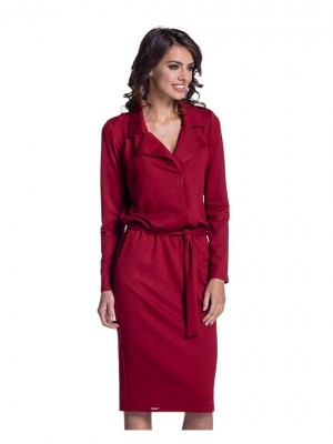 Eлегантна рокля в тъмночервен цвят 161