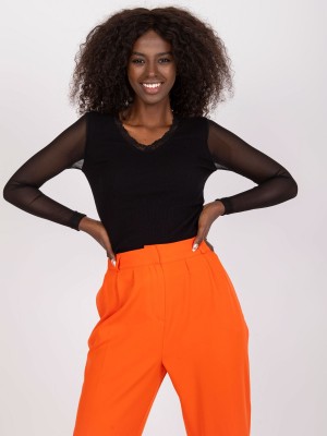 Черна дамска блуза с прозрачни ръкави 7839.88P