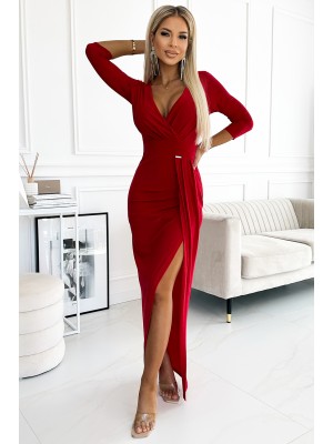 Елегантна дълга рокля в червено 404-7