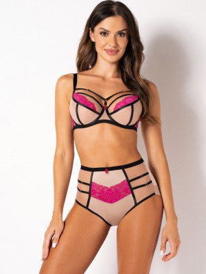 Бикини с висока талия в розово DEZIRO 19025